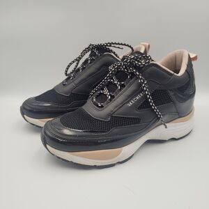 Skechers Street LA High Strides Wedge Womens Sneakers Black US Size 8